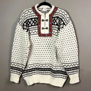 Nordic Sweater Men's medium pull over cream fair isle Edelweiss Norway - Picture 1 of 12
