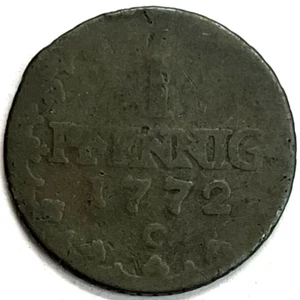 1772 C Saxony German States 1 Pfennig - Picture 1 of 2