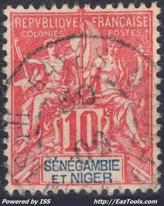 SENEGAMBIE ET NIGER TYPE GROUPE 10c ROUGE N° 5 AVEC OBLITERATION - Picture 1 of 2
