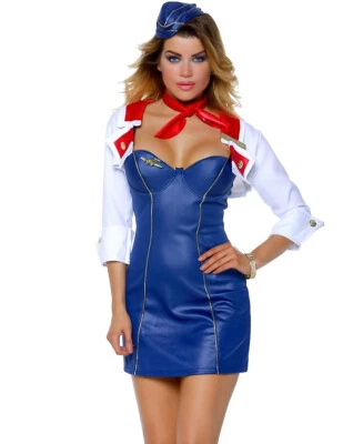 Nuevo Disfraz de Azafata Halloween Azafata Azafata Pierna Avenida 83434 Foto 1 de 2