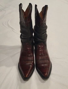 Ariat Brown Leather 10B Western Slouchy Boots Croc Embossed Women Pull On #13826 - Picture 1 of 18