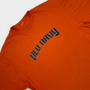 VINTAGE Old Navy T Shirt Mens Medium Orange Graphic Logo Spell Out Arch 90s Y2K - Imagen 1 de 12