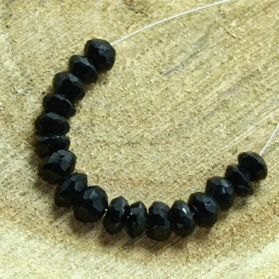 Cuentas de rondelle facetadas de espinela negra briolette piedras preciosas sueltas naturales joyería Foto 1 de 3