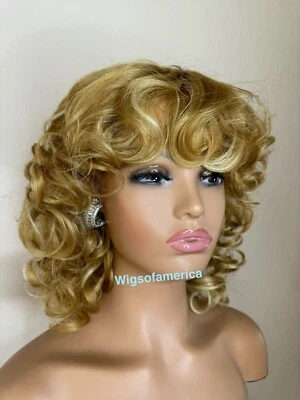 marilyn monroe Wig Strawberry Blonde Short Curly Wig Finger Wave Heat Resistant - Image 1 of 4