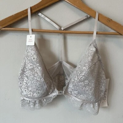 Sutiã Gilligan & O'malley Bralette tamanho pequeno cinza racerback Y costas renda alvo novo - Imagem 1 de 4