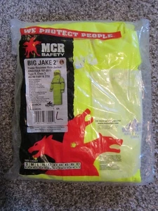 BIG JAKE 2 MCR SAFETY FLAME RESISTANT RAIN JACKET BJ238CH HOODED LONG REFLECTIVE - Picture 1 of 9