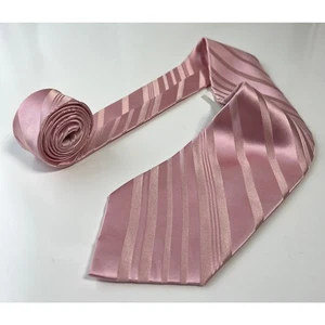 Corbata de cuello Jones New York rosa a rayas diagonales 100 % seda para hombre - Imagen 1 de 7