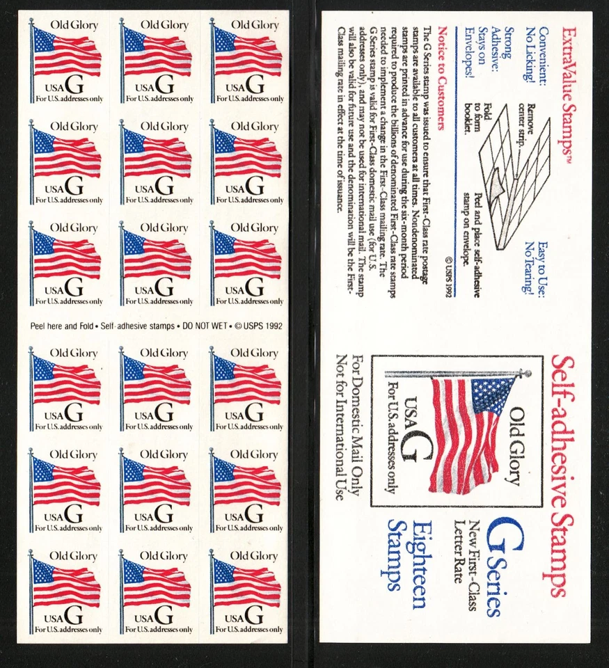 1994 G Rate (32c) Sc 2887a pane MNH no plate number ATM Old Glory - Image 1 of 1