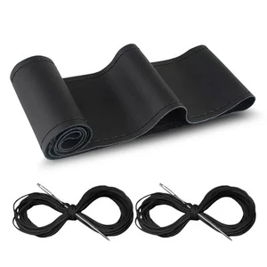 Universal 15 Inch Car Genuine Leather Steering Wheel Cover Stitching Wrap - Picture 1 of 6