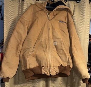 Carhartt Jacket Mens XL Brown Canvas Lined Work Chore Barn Coat Hooded 103940 - Picture 1 of 17