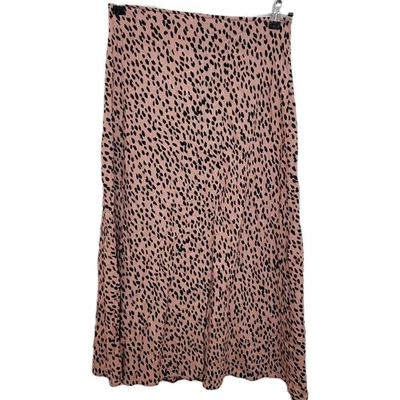 New Look Midi Wrap Skirt Size 8 Pink Black Boho Party Work A Line Animal Print - Image 1 of 4