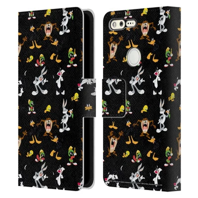 OFFICIAL LOONEY TUNES PATTERNS LEATHER BOOK WALLET CASE COVER FOR GOOGLE PHONES - Image 1 of 4