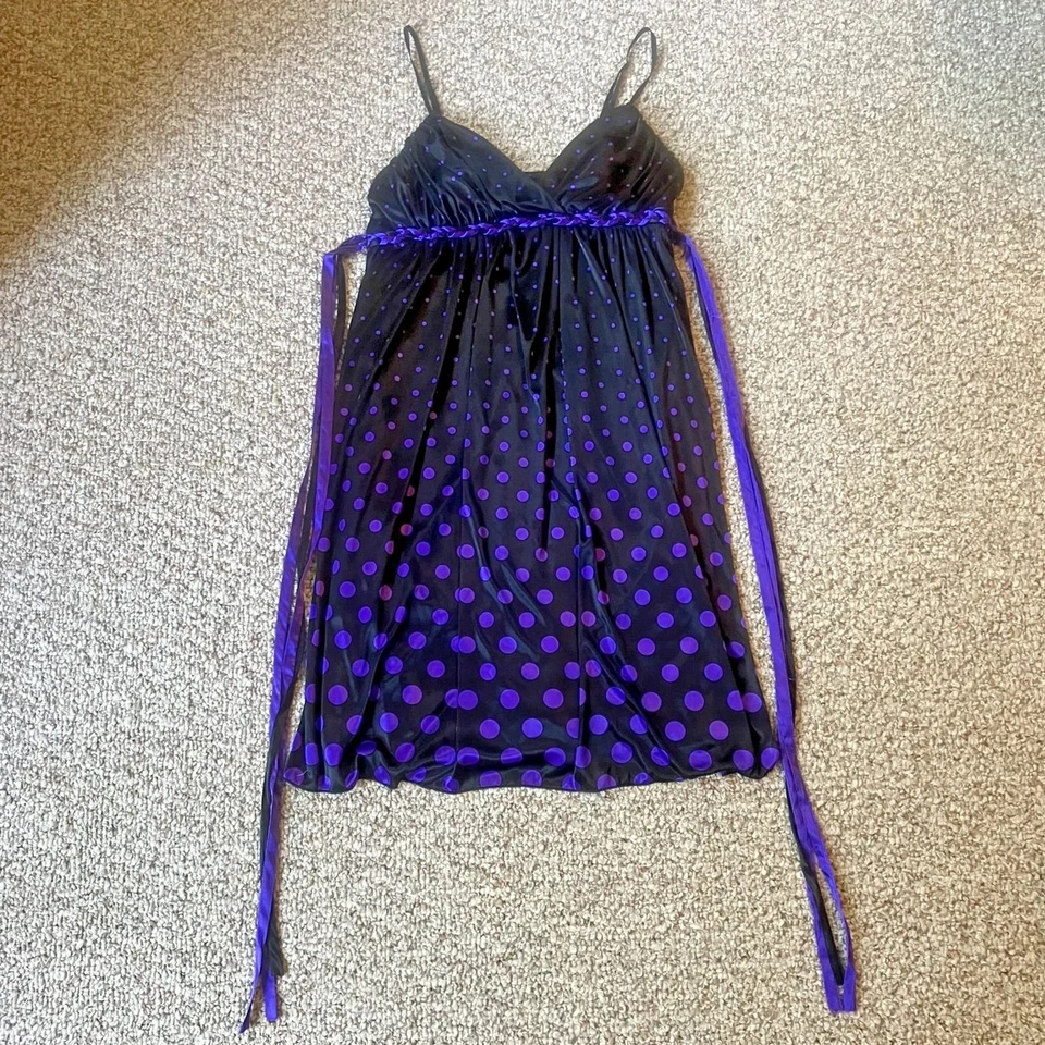 Ruby Rox Womens Babydoll Slip Dress Size M Satin Y2K Twee Polka Dot Whimsigoth - Image 1 of 4