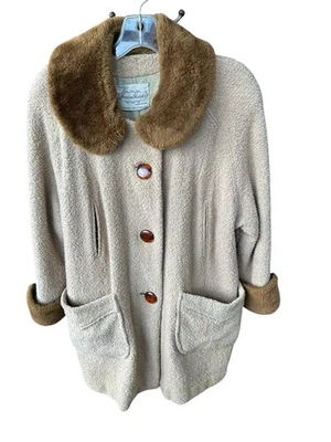 TELA VINTAGE MUY RARA DE ABRIGO DE LANA AMERICANA Foto 1 de 4