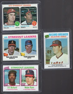 LOT 4 NOLAN RYAN  TOPPS BASEBALL CARDS STRIKEOUT LEADER 1972 1976 1979 - Picture 1 of 2