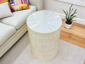 Selenite Stone Corner Table With Badside Table Selenite 16" Stand 3d Style - Picture 1 of 8