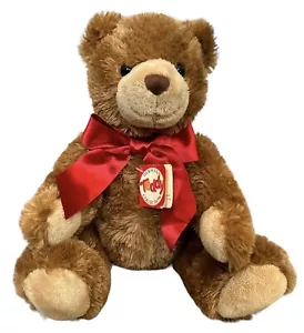 HERMANN TEDDYBÄR VOLLGELENKIG ARBEITENDER GROWLER BRAUN ROTE SCHLEIFE 14" MIT ETIKETT - Bild 1 von 9