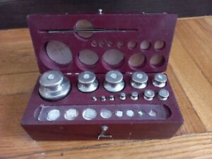 Vintage laboratory weights, 20 pieces from 0.010 to 500 gr. 1950s USSR.
