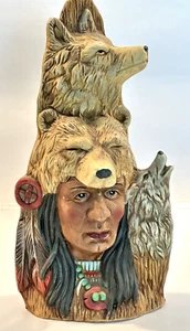 Cerámica India con 3 lobos 10 pulgadas de alto - Imagen 1 de 5