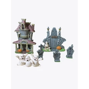 Halloween Haunted House and Graveyard Figurine Village Decor - Picture 1 of 10