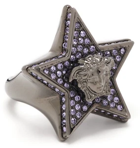 NIB Versace Medusa Logo Galaxy Star Purple Crystal Ruthenium Ring 15 US 7 $695 - Picture 1 of 20