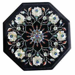 Marble side End Table Top Pietra Dura Inlay Handmade art Work Home Decor 12" - Picture 1 of 3