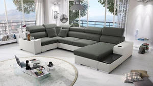 Wohnlandschaft mit Bettfunktion U-Form PERS IV MINI Eckcouch Sofa Couchgarnitur - Bild 1 von 24