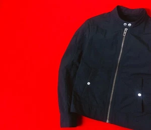 HUGO BOSS Orange Label Men Black Nylon Biker Jacket Size 44 / XS - S Full Zip - Picture 1 of 19