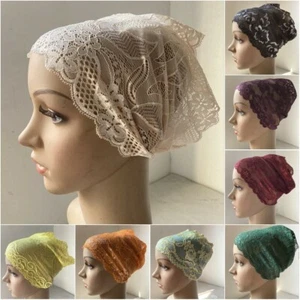 Lace Underscarf Full Cover Inner Cap Muslim Headwear Islamic Women Turban Hijab - Picture 1 of 97