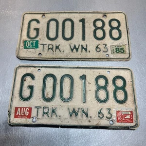 Original 1963 Washington Truck License Plate Matched Set Pair #G 00188 - Picture 1 of 2