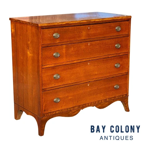 19TH C ANTIQUE SOUTHERN WALNUT HEPPLEWHITE CHEST OF DRAWERS / DRESSER Cover