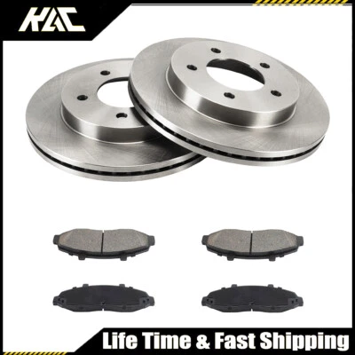 Para Ford F-150 1997 1998-2003 4x4 rotores lisos ventilados delanteros y pastillas de freno de cerámica Foto 1 de 4