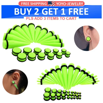 Kits de estiramiento de orejas de 12-60 piezas 14G-20 mm acrílico conos tapón expansor conjunto de piercing Foto 1 de 4
