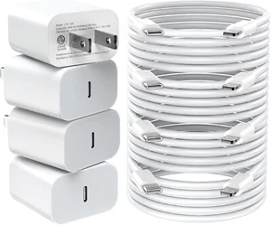 iPhone Charger Fast Charging,20W PD USB C Wall Charger 4 Pack with 6FT Fast C... - Picture 1 of 8