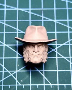 McFarlane Size Unpainted Cowboy Wolverine Head Carved Model 1/12 Scale Fit 7'' A - Picture 1 of 2