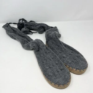 Victoria’s Secret PINK Sweater Slippers Knee Gray Medium 7 8 2009 Y2K Cable Knit - Picture 1 of 5