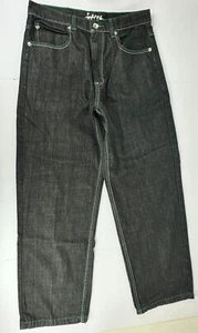 Fame Y2K Baggy Denim Jeans Embroidered Pocket Mens Size 34x32 - Picture 1 of 7