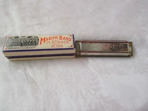 Vintage Germany Hohner Marine Band Harmonica with Box Key E - Picture 1 of 6