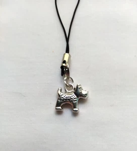 Scottish Terrier Dog Phone Charm Dangle Lanyard Hang Pendant Car Decor Handmade - Zdjęcie 1 z 3