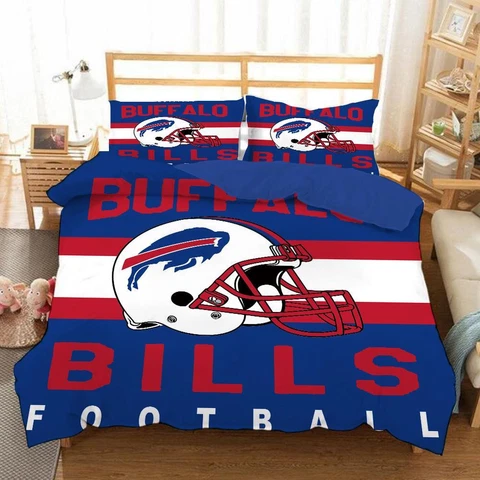 Buffalo Bills Bedding Set Cotten Blend Duvet Cover Quilt Cover 2 Pillowcases Cover