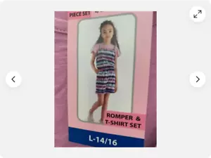 Blush by US Angels GIRLS 2-Pc. Set Romper & T-Shirt(PURPLE TIE DYE L 14/16)NWT - Picture 1 of 7