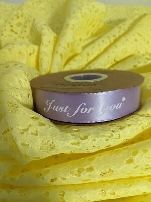 1 inch Wide Satin Ribbon Roll 50 Yards Printing Just for You Lilac Lavender - Image 1 of 4