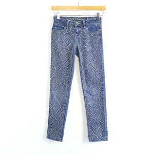 Justice skinny jeans low wais crystal embellished kids girl 10 shiny sparkly y2k - Picture 1 of 4