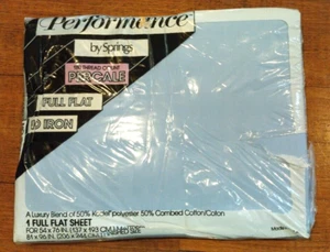 Performance Springs 180 Thread Count No Iron Full Flat Sheet Porcelain Blue New - Picture 1 of 8