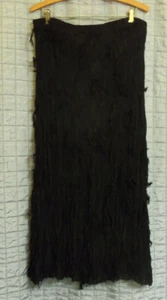 SIMONTON SAYS BLACK FULL LENGTH SKIRT WOMEN SIZE XL LINED CREPE LOOK SHRED - Picture 1 of 4
