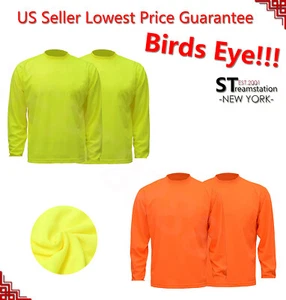 Mens (2 Shirts Per Pack) Hi Vis T Shirt Safety Long Sleeve Work Shirt S-3XL LX21 - Picture 1 of 6