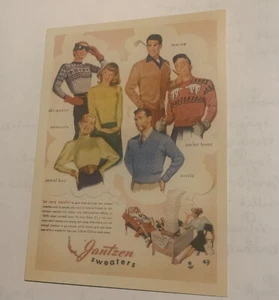 Pubblicità Vintage Riproduzione Maglioni Jantzen Stampa 5,5”x 3,75” Cartolina Pubblicità - Foto 1 di 4