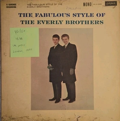 Everly Brothers The Fabulous Style Of Vinyl Record VG/G+ HA-A 2266 1960 Foto 1 de 2