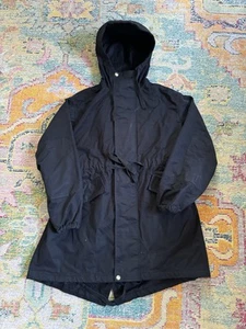 ACNE STUDIOS Parka Coat IT50 US40 L Padded Black Popper Closure Hooded Fishtail - Picture 1 of 8