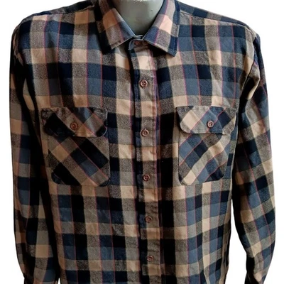 Large Flannel Mens Shirt Vintage Arrow Sportswear Plaid Acrylic Korea 1980's - Image 1 of 4